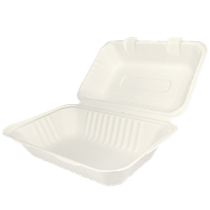 Menu box z cukrové třtiny 230x158x46/80 mm 1-dílný bílý