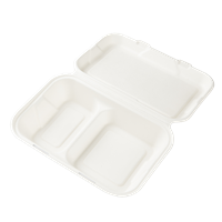 Menu box z cukrové třtiny 251x166x47/63 mm 2-dílný 1000 ml bílý