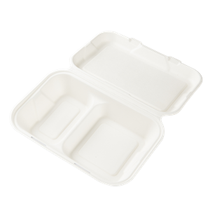 Menu box z cukrové třtiny 251x166x47/63 mm 2-dílný 1000 ml bílý