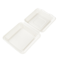 Menu box z cukrové třtiny 235x227x50/80 mm 1-dílný bílý