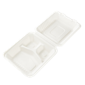 Menu box z cukrové třtiny 235x227x50/80 mm 3-dílný bílý