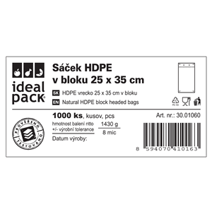 Mikrotenový sáček odtrhávací 25x35 cm ideal pack®