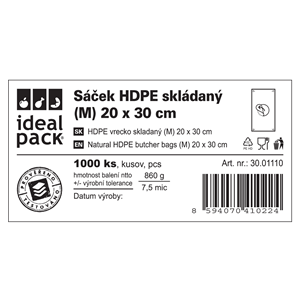 Mikrotenový sáček skládaný (M) 20x30 cm ideal pack®