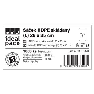 Mikrotenový sáček skládaný (L)  26x35 cm ideal pack®