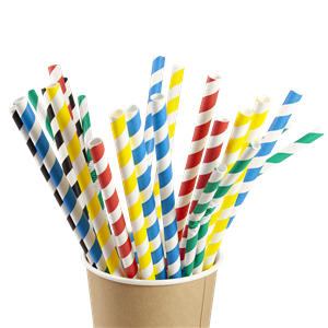 Papírové brčko Jumbo modro-bílé proužky 8/250 mm ideal pack®