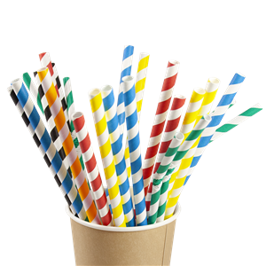Papírové brčko Jumbo oranžovo-bílé proužky 8/250 mm ideal pack®