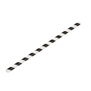 Papírové brčko Jumbo černo-bílé proužky 8/250 mm ideal pack®