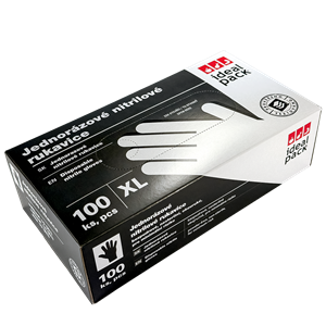 Rukavice jednorázové nitrilové ochranné vel. XL černé ideal pack®