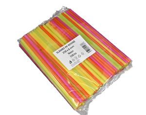 Plastové brčko Jumbo 8/250 mm NEON MIX