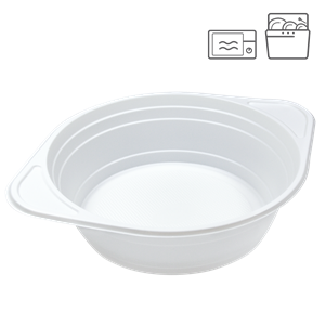 Plastová miska PP na polévku 500 ml bílá opakovaně použitelná ideal pack®