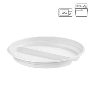 Plastový talíř PP 22 cm 2-dílný opakovaně použitelný ideal pack®