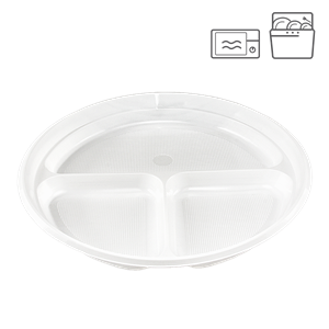 Plastový talíř PP 22 cm 3-dílný opakovaně použitelný ideal pack®