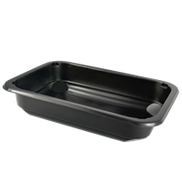 Plastová zatavovací miska 1D černá PP 187x137x36 mm ideal pack®