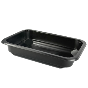 Plastová zatavovací miska 1D černá PP 187x137x36 mm ideal pack®