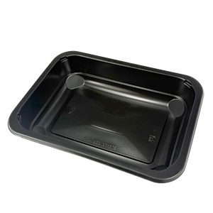 Plastová zatavovací miska 1D černá PP 187x137x36 mm ideal pack®