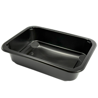 Plastová zatavovací miska 1D černá PP 187x137x48 mm ideal pack®