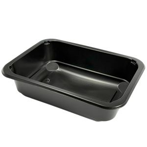 Plastová zatavovací miska 1D černá PP 187x137x48 mm ideal pack®