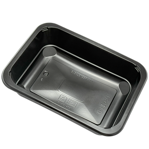 Plastová zatavovací miska 1D černá PP 187x137x48 mm ideal pack®