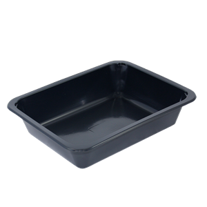 Plastová zatavovací miska 1D černá PP 227x178x50 mm ideal pack®