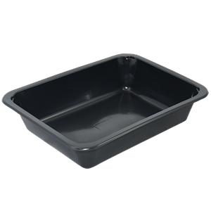 Plastová zatavovací miska LIGHT 1D černá PP 227x178x50 mm ideal pack®