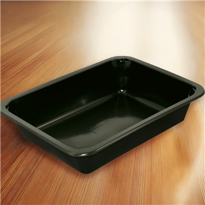 Plastová zatavovací miska LIGHT 1D černá PP 227x178x50 mm ideal pack®