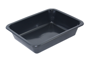 Plastová zatavovací miska LIGHT 1D černá PP 227x178x50 mm ideal pack®