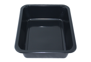 Plastová zatavovací miska LIGHT 1D černá PP 227x178x50 mm ideal pack®