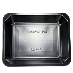 Plastová zatavovací miska EXTRA LIGHT 1D černá PP 227x178x50 mm ideal pack®