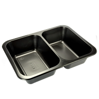 Plastová zatavovací miska 2D černá PP 227x178x50 mm ideal pack®