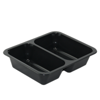 Plastová zatavovací miska 2D černá PP 227x178x50 mm ideal pack®