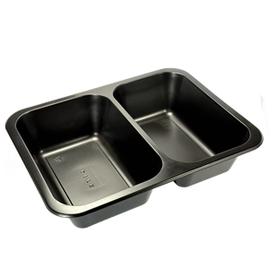 Plastová zatavovací miska 2D černá PP 227x178x50 mm ideal pack®