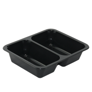 Plastová zatavovací miska 2D černá PP 227x178x50 mm ideal pack®