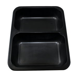 Plastová zatavovací miska 2D černá PP 227x178x50 mm ideal pack®
