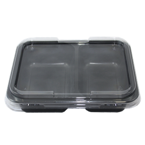 Plastová zatavovací miska 2D černá PP 227x178x50 mm ideal pack®