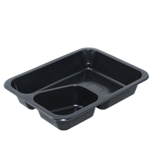 Plastová zatavovací miska COLT 2D černá PP 227x178x50 mm ideal pack®