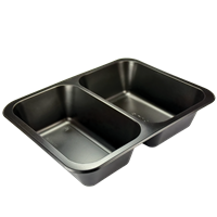 Plastová zatavovací miska LIGHT 2D černá PP 227x178x50 mm ideal pack®