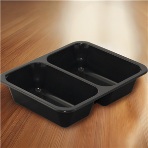 Plastová zatavovací miska LIGHT 2D černá PP 227x178x50 mm ideal pack®