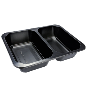 Plastová zatavovací miska EXTRA LIGHT 2D černá PP 227x178x50 mm ideal pack®