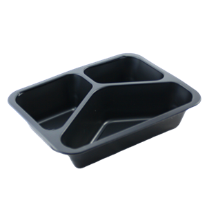 Plastová zatavovací miska 3D černá PP 227x178x50 mm ideal pack®