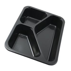 Plastová zatavovací miska LIGHT 3D černá PP 227x178x50 mm ideal pack®