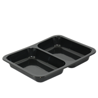 Plastová zatavovací miska 2D černá PP 227x178x30 mm ideal pack®