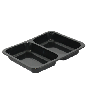 Plastová zatavovací miska 2D černá PP 227x178x30 mm ideal pack®