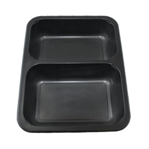 Plastová zatavovací miska 2D černá PP 227x178x30 mm ideal pack®