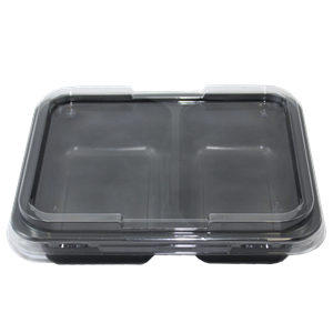 Plastová zatavovací miska 2D černá PP 227x178x30 mm ideal pack®