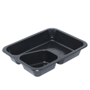 Plastová zatavovací miska COLT 2D černá PP 227x178x30 mm ideal pack®