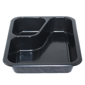 Plastová zatavovací miska COLT 2D černá PP 227x178x30 mm ideal pack®