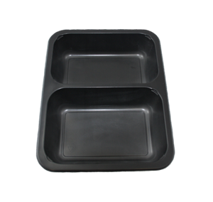 Plastová zatavovací miska LIGHT 2D černá PP 227x178x30 mm ideal pack®