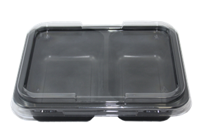 Plastová zatavovací miska LIGHT 2D černá PP 227x178x30 mm ideal pack®