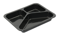 Plastová zatavovací miska 3D černá PP 227x178x30 mm ideal pack®