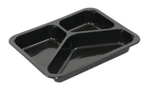Plastová zatavovací miska 3D černá PP 227x178x30 mm ideal pack®